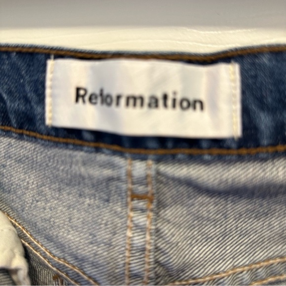 Reformation Brooke High Straight Zip Jean Glacier Size 29 - Picture 5 of 7